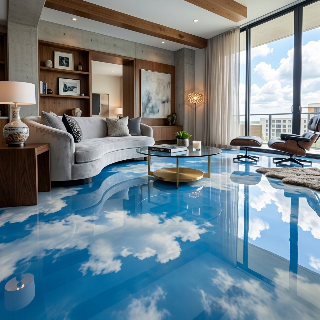 3D Sky clouds space floors